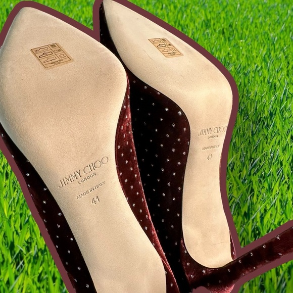 NWT Jimmy Choo ‘Romy 100’ Pumps in “Grape / Silver” Glitter Spotted Velvet Sz 41 - Picture 16 of 16